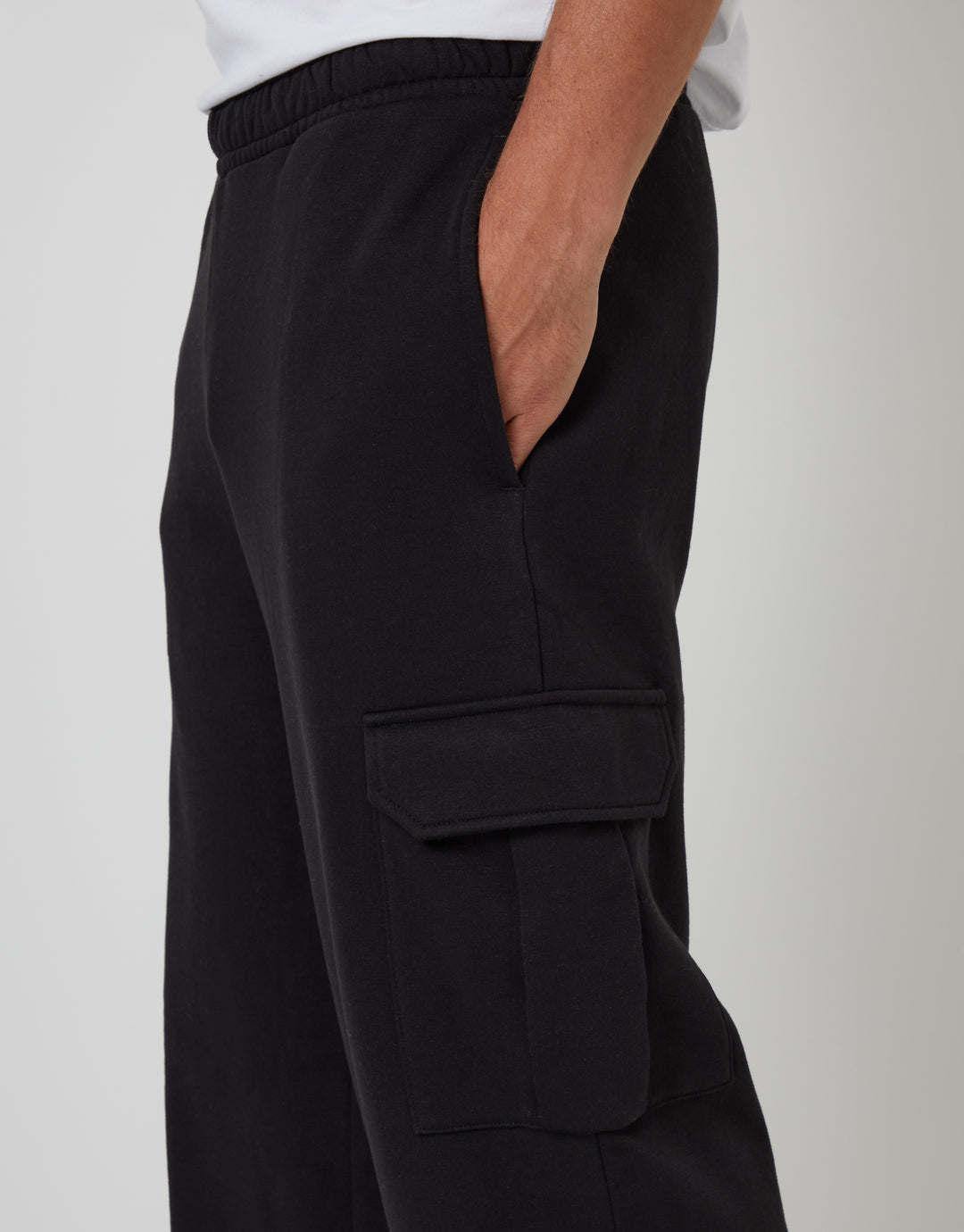 Black Wide Leg Cargo Joggers