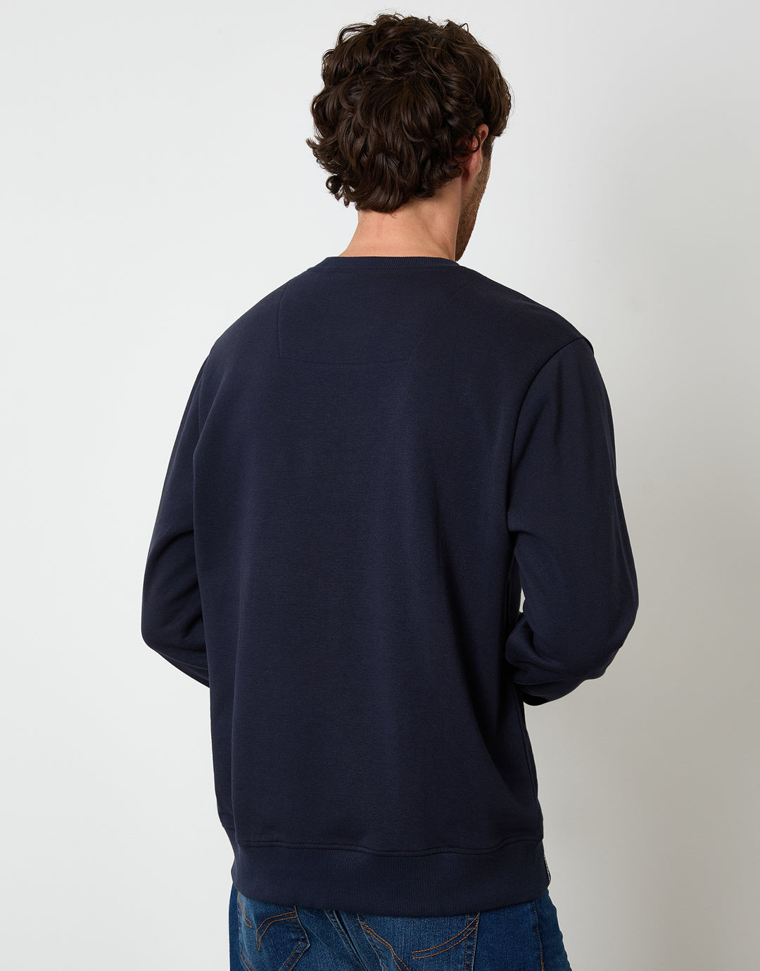 Navy Christmas Graphic Print Crew Neck Sweatshirt