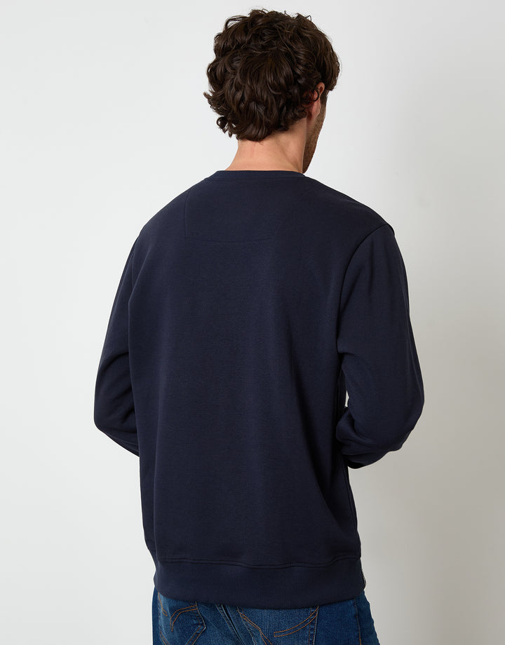 Navy Christmas Graphic Print Crew Neck Sweatshirt