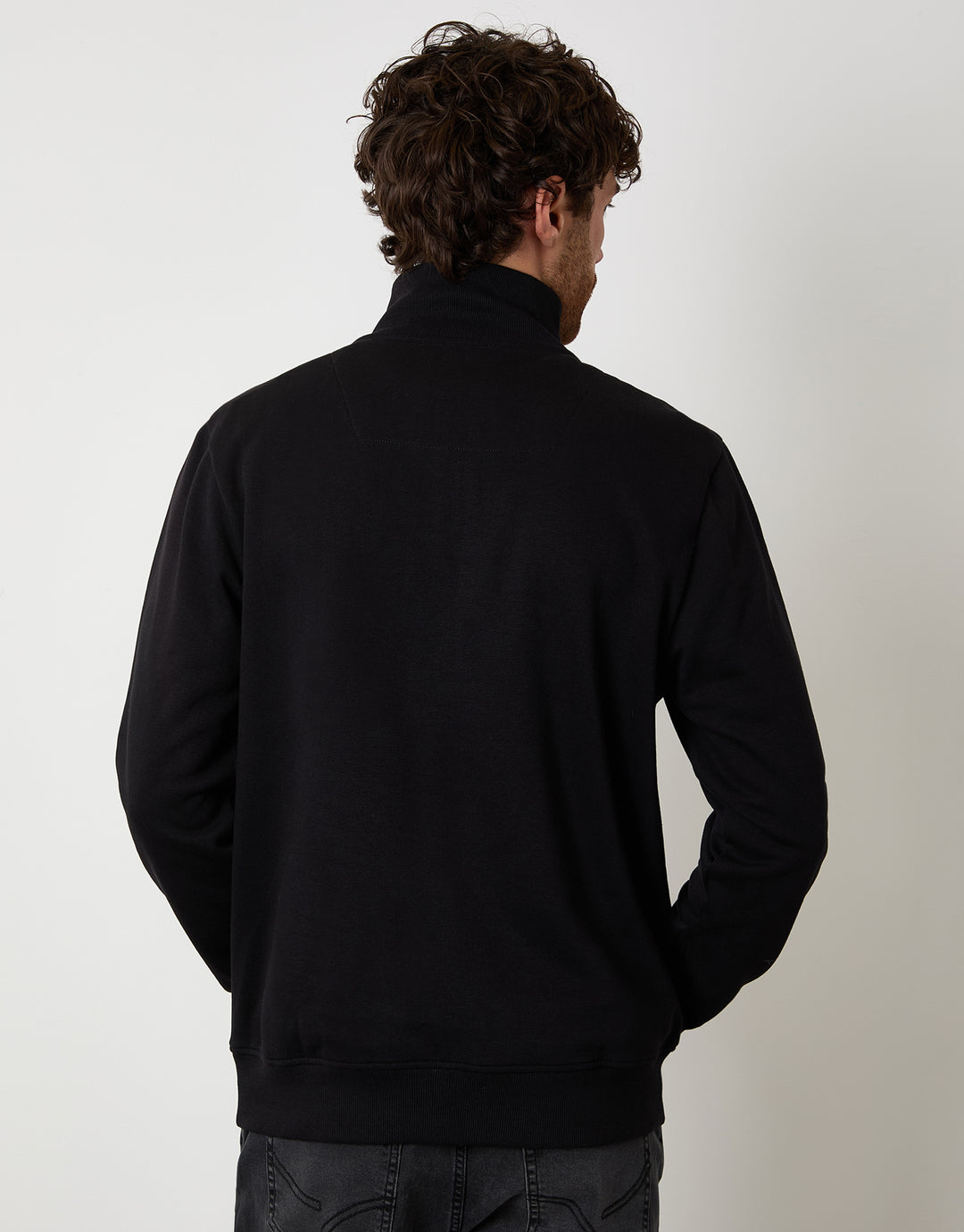 Black Christmas Graphic Print Quarter Zip Sweatshirt