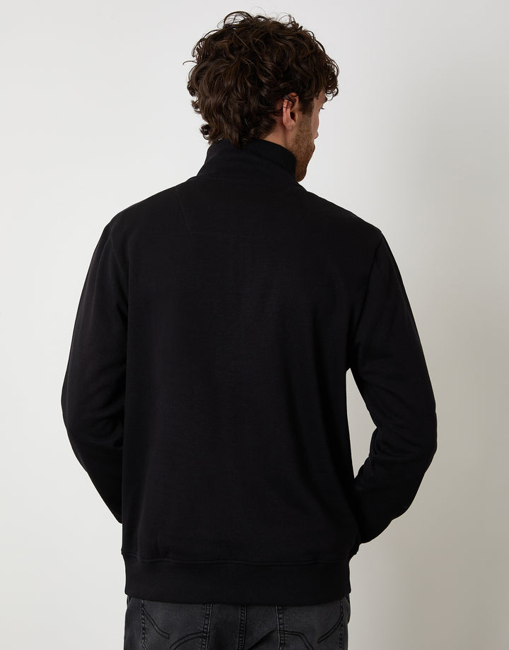 Black Christmas Graphic Print Quarter Zip Sweatshirt