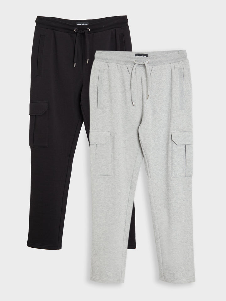 Black & Light Grey Cargo Joggers (2 Pack)