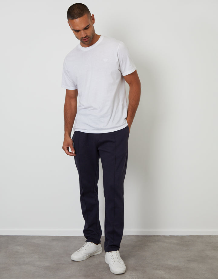 Navy Pintuck Pique Joggers