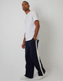 Navy Wide Leg Side Stripe Joggers