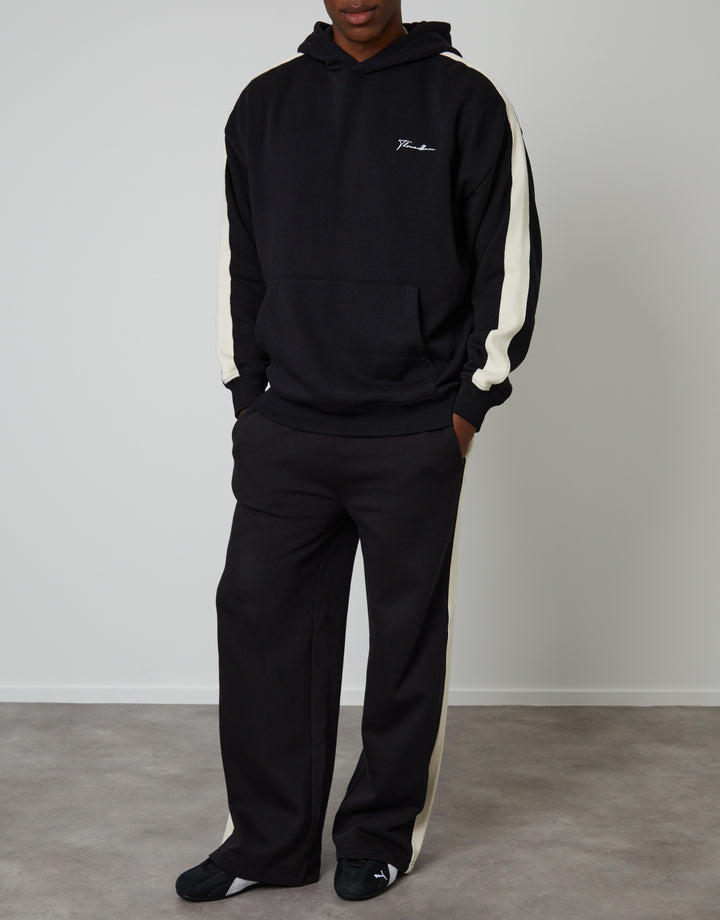 Black Wide Leg Side Stripe Joggers
