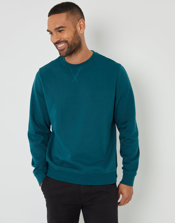 Dark Teal Green Crew Neck Sweatshirt