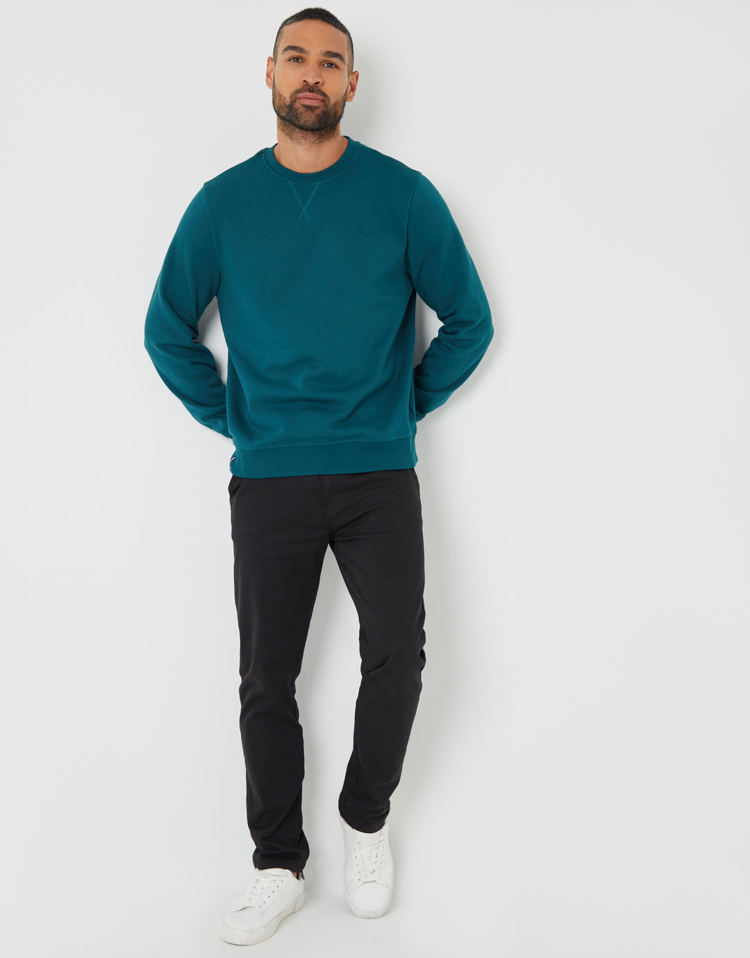 Dark Teal Green Crew Neck Sweatshirt