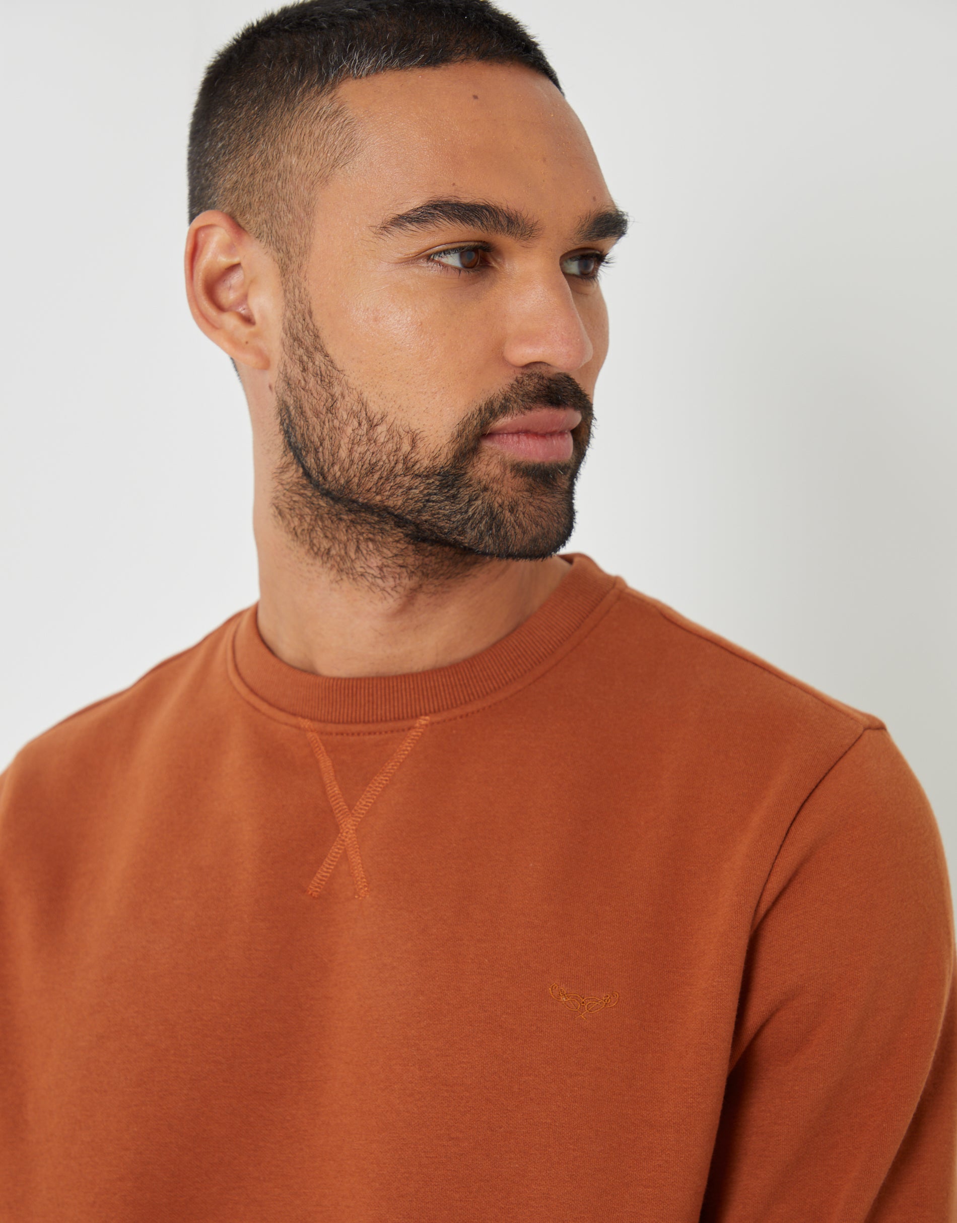 Threadbare Men's Rust Orange Crew Neck Sweatshirt