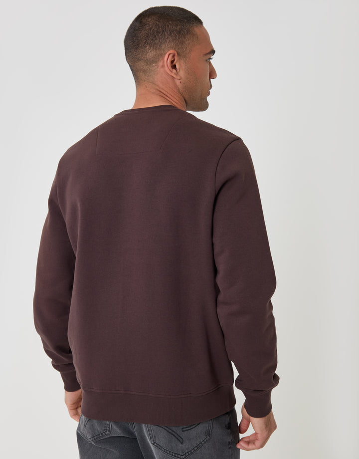 The Essential Cotton Rich Crew Neck Sweatshirt in Chocolate Brown