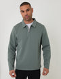 Blue Quarter Zip Long Sleeve Polo Sweatshirt