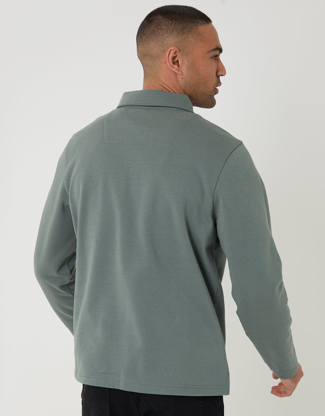 Blue Quarter Zip Long Sleeve Polo Sweatshirt