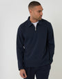 Navy Quarter Zip Long Sleeve Polo Sweatshirt
