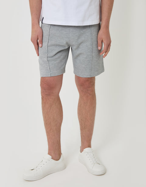 Threadbare Pique Pleated Sweat Shorts in Grey - front view