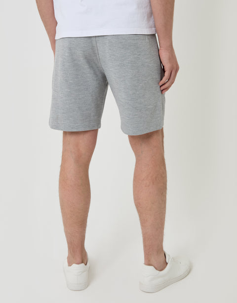 Threadbare Pique Pleated Sweat Shorts in Grey - back view