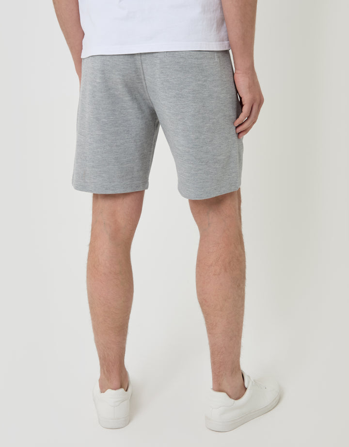 Threadbare Pique Pleated Sweat Shorts in Grey - back view