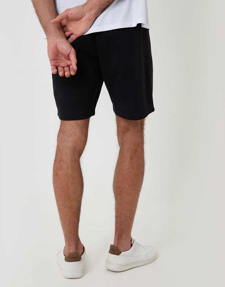 Threadbare Pique Pleated Sweat Shorts in Black - back view