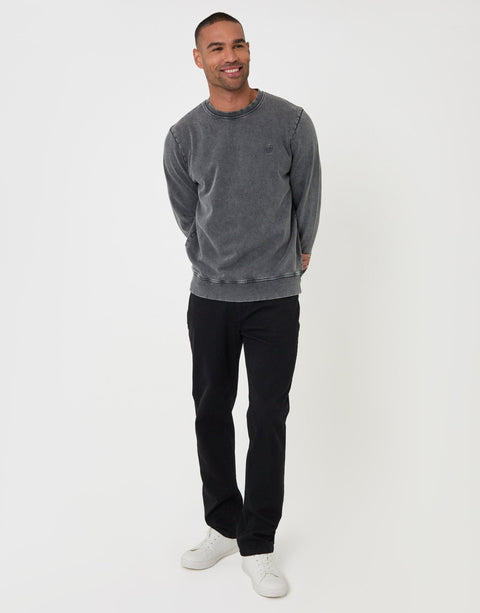 Threadbare Ribbed Cotton Sweatshirt in Charcoal - full body