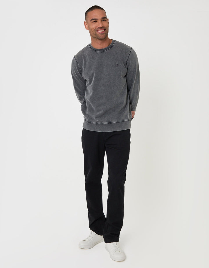 Threadbare Ribbed Cotton Sweatshirt in Charcoal - full body
