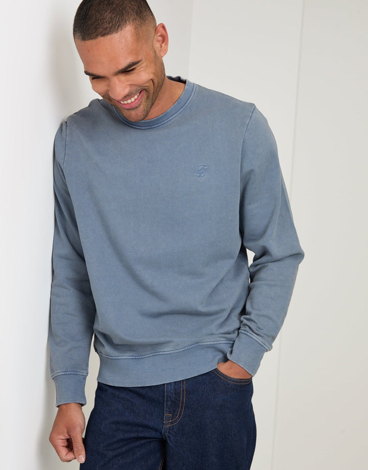 Threadbare Ribbed Cotton Sweatshirt in Light Blue - front view pose