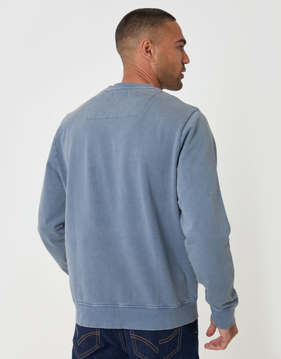 Threadbare Ribbed Cotton Sweatshirt in Light Blue - back view