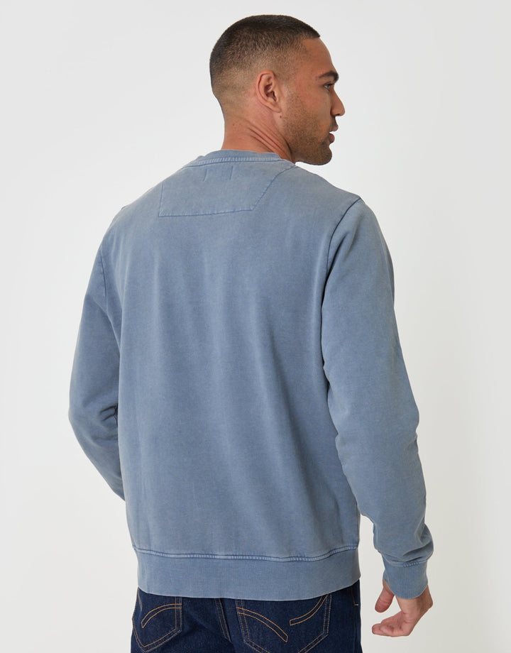 Threadbare Ribbed Cotton Sweatshirt in Light Blue - back view