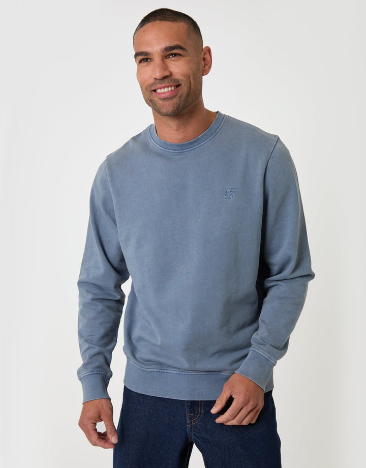 Threadbare Ribbed Cotton Sweatshirt in Light Blue - front view