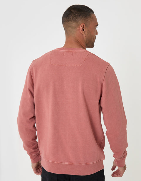 Threadbare Ribbed Cotton Sweatshirt in Coral - back view