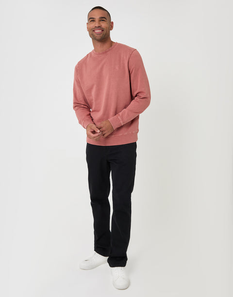 Threadbare Ribbed Cotton Sweatshirt in Coral - full body