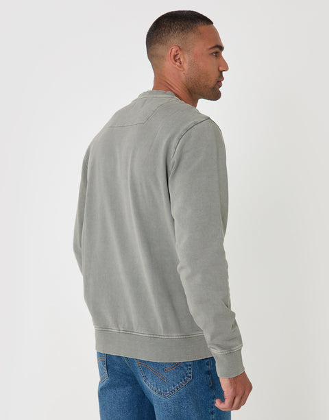 Threadbare Ribbed Cotton Sweatshirt in Sage - back view