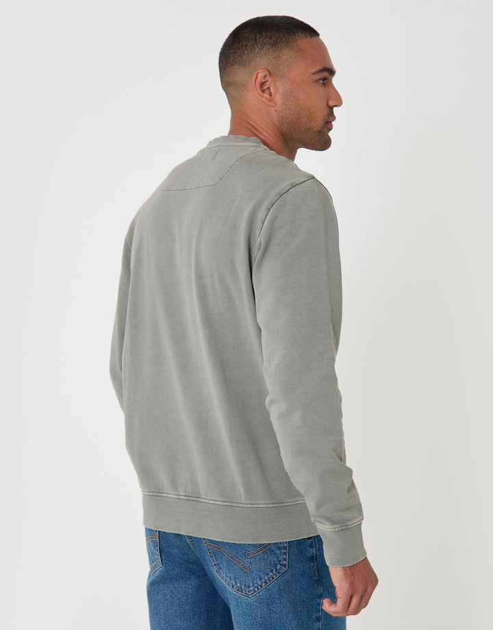 Threadbare Ribbed Cotton Sweatshirt in Sage - back view