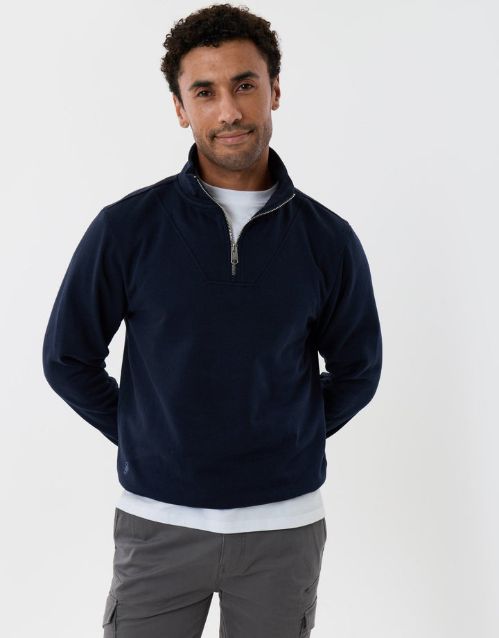 Funnel Neck Quarter Zip Sweatshirt in Navy