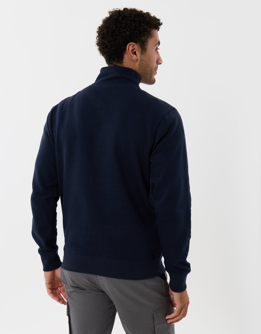 Funnel Neck Quarter Zip Sweatshirt in Navy