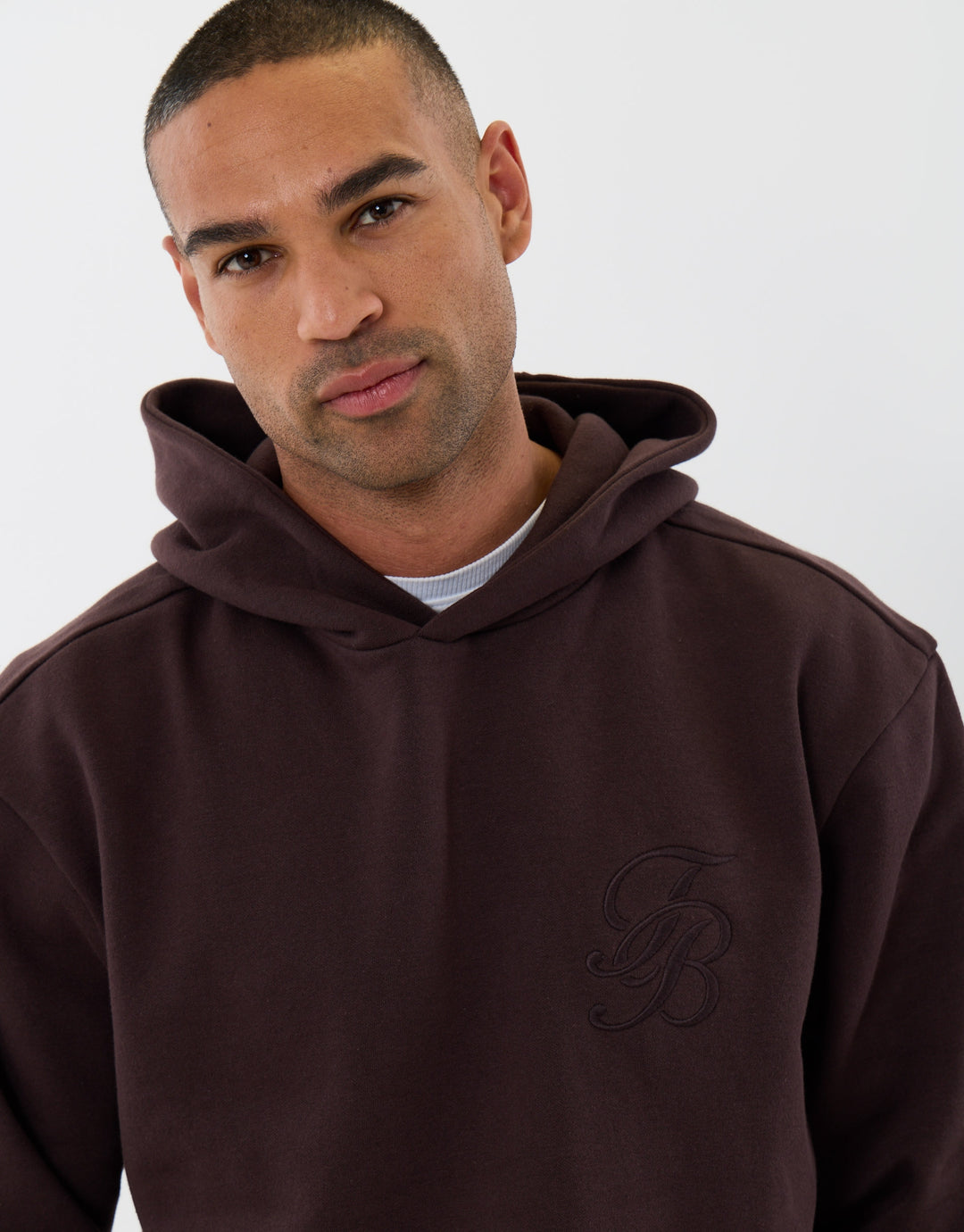 Relaxed Fit Cotton Rich Overhead Hoodie in Chocolate Brown
