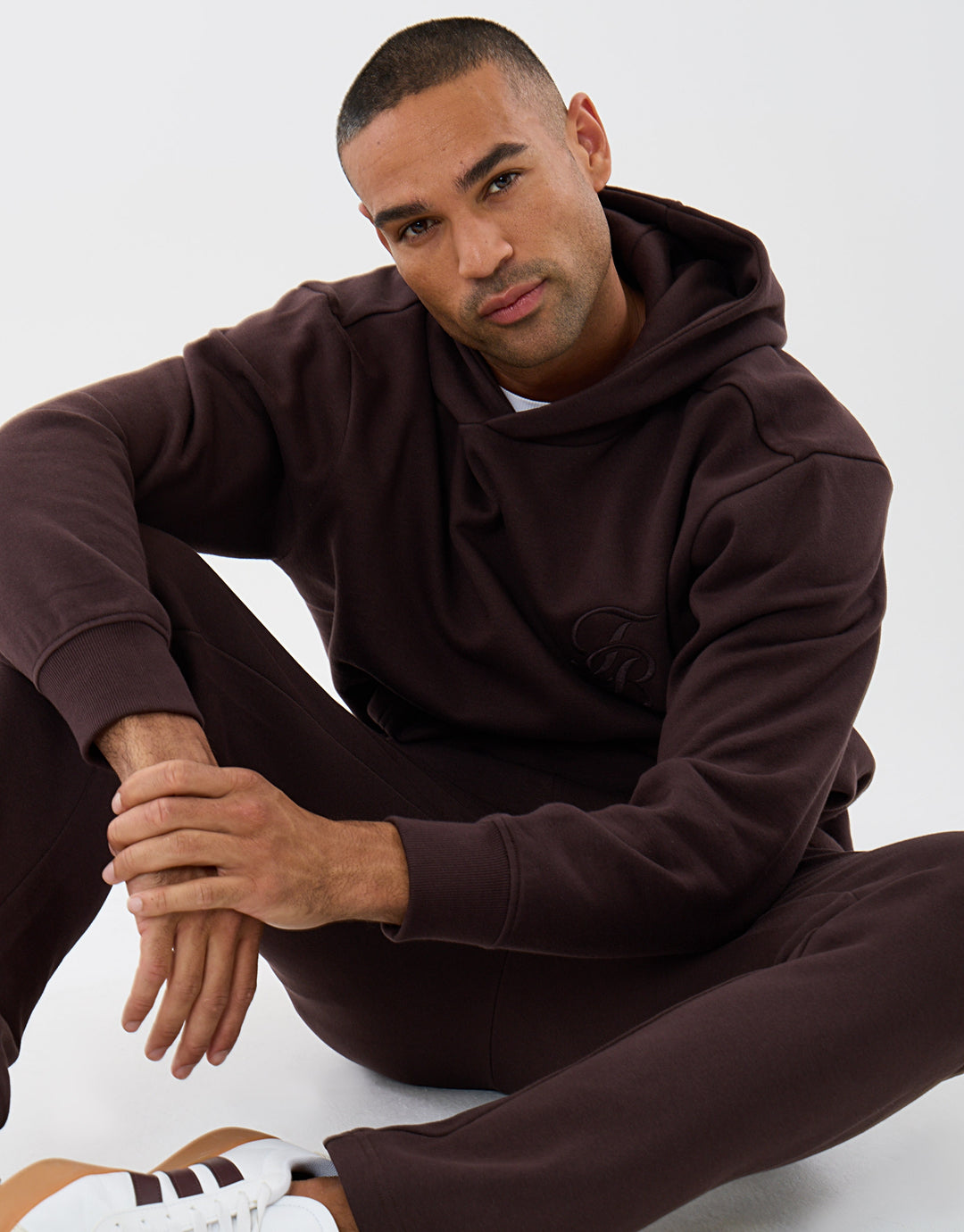 Relaxed Fit Cotton Rich Overhead Hoodie in Chocolate Brown