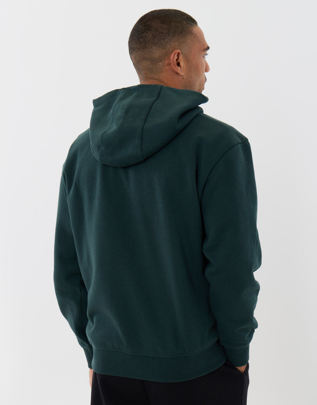 Relaxed Fit Cotton Rich Overhead Hoodie in Teal Green