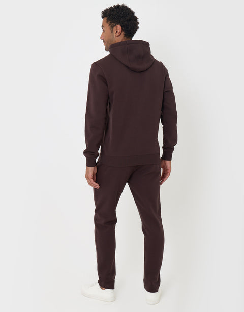 Threadbare Cotton Rich Hoodie and Jogger Set in Chocolate Brown - back view