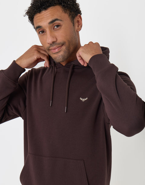 Threadbare Cotton Rich Hoodie and Jogger Set in Chocolate Brown - close up