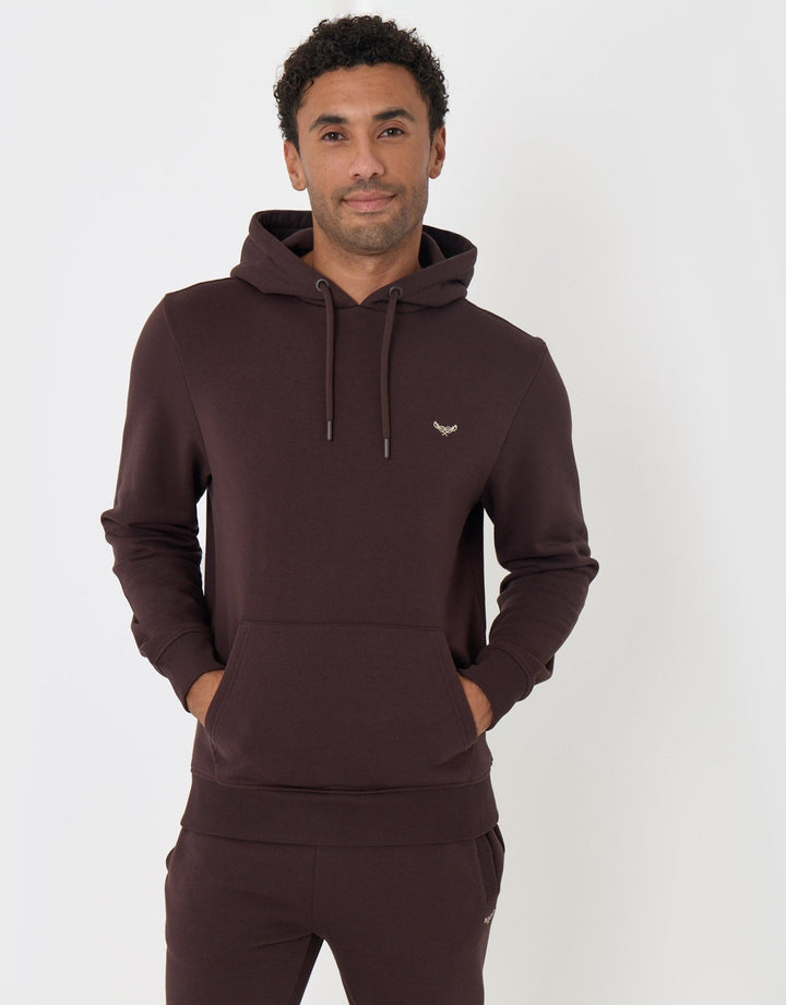 Threadbare Cotton Rich Hoodie and Jogger Set in Chocolate Brown - front view