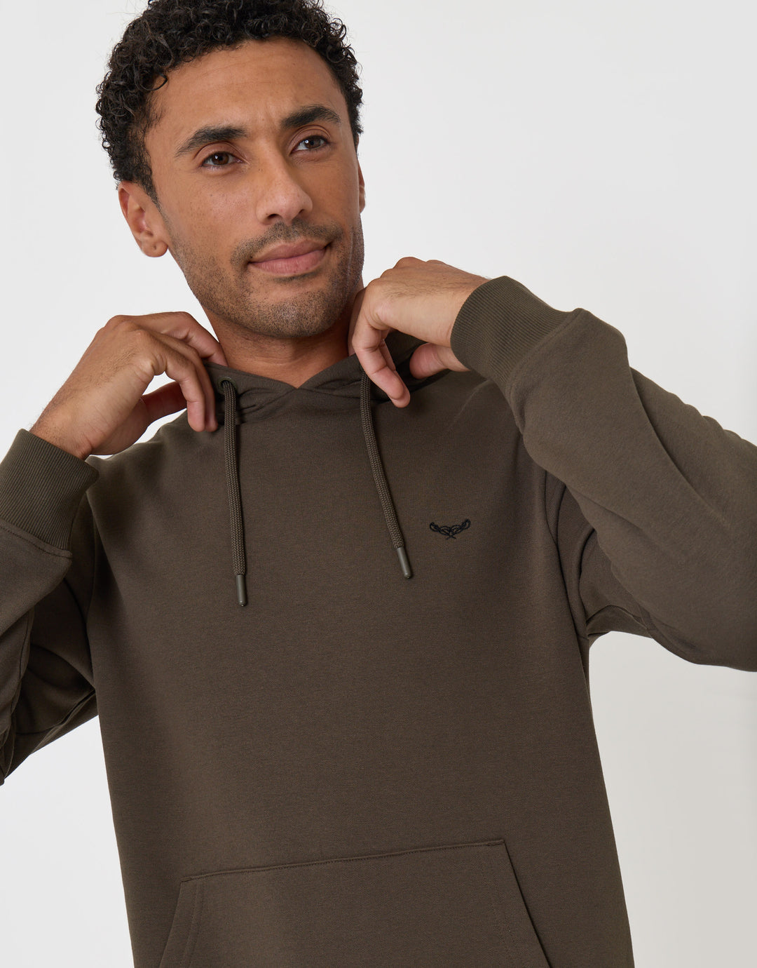 Threadbare Cotton Rich Hoodie and Cargo Jogger Set in Khaki - close up