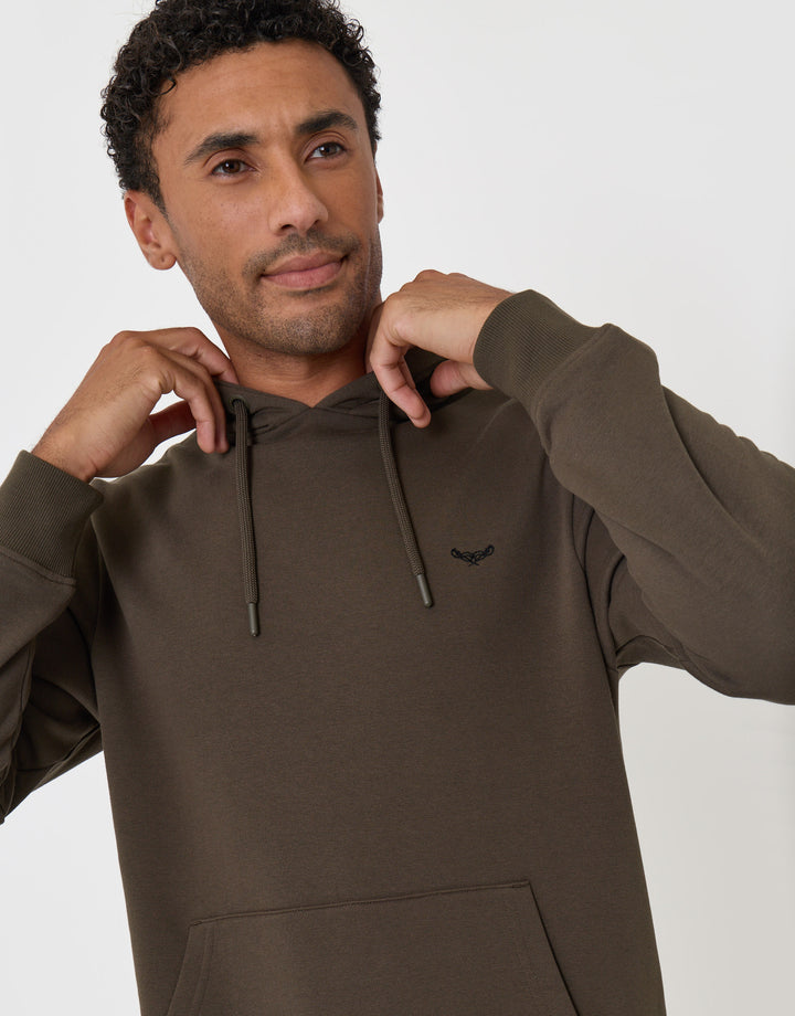 Threadbare Cotton Rich Hoodie and Cargo Jogger Set in Khaki - close up