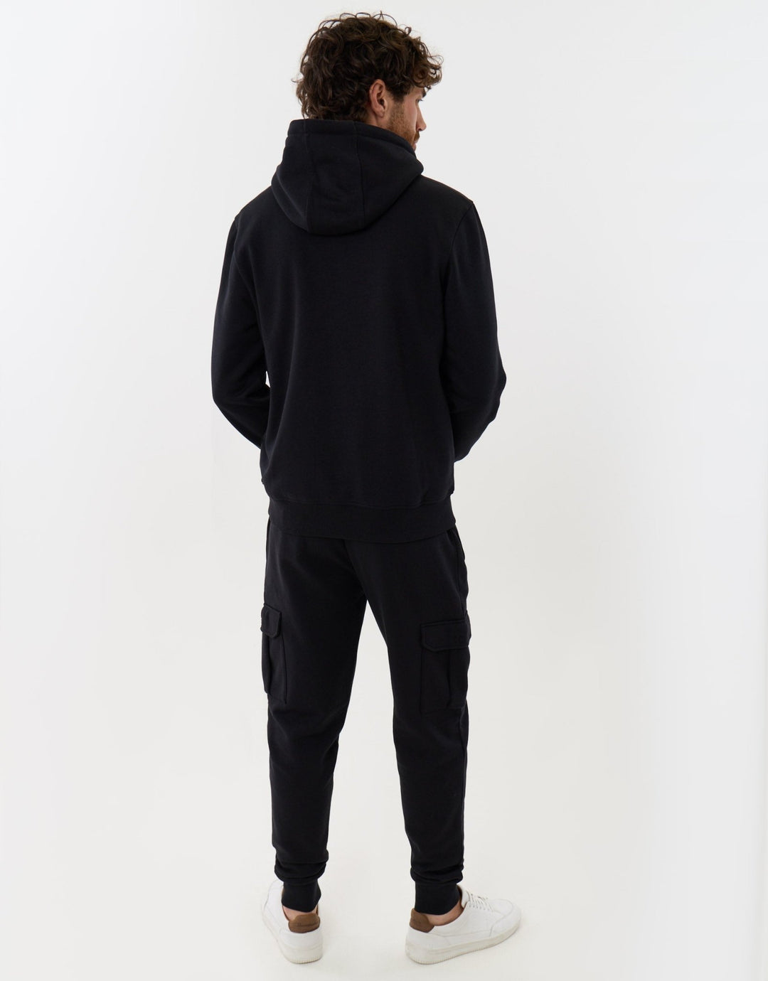 Cotton Rich Hoodie & Cargo Jogger Set in Black