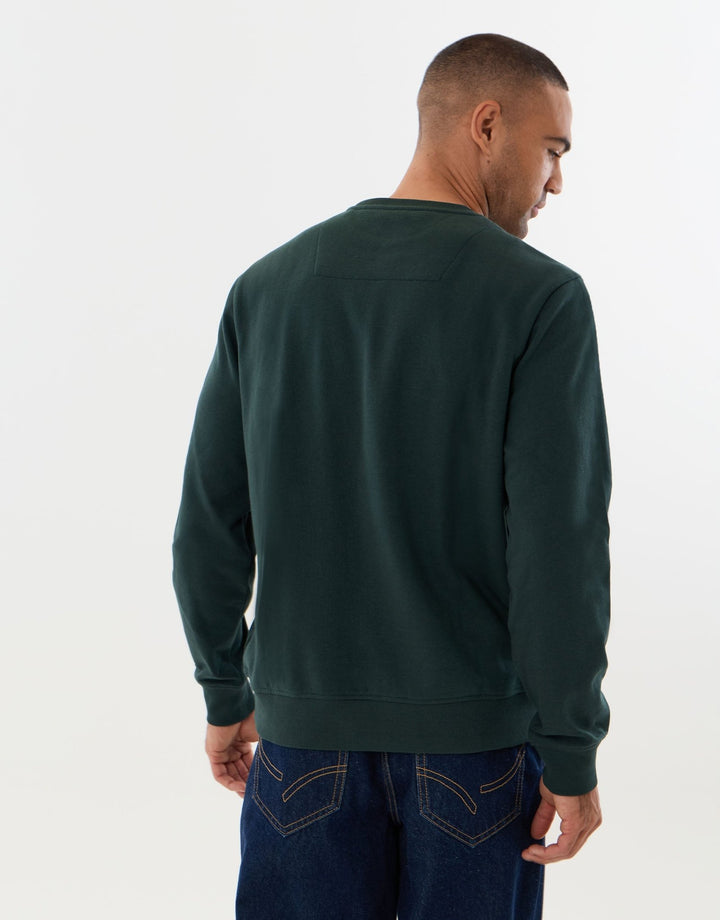 Threadbare Christmas Tree Farm Graphic Print Sweatshirt in Forest Green - back view