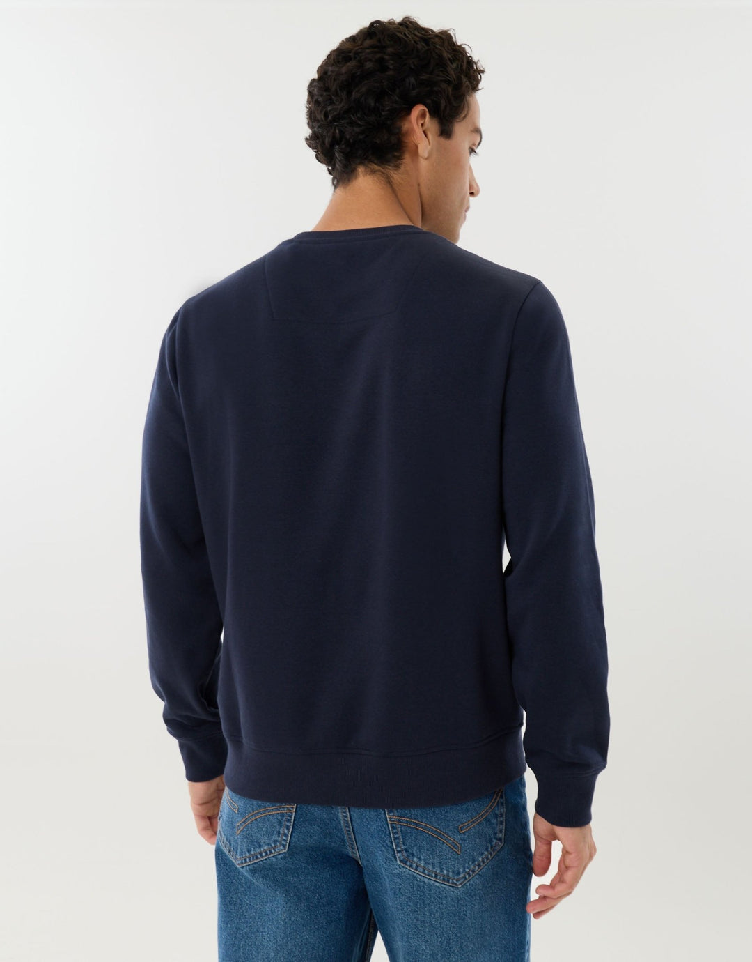 Threadbare Christmas Tree Farm Graphic Print Sweatshirt in Navy - back view