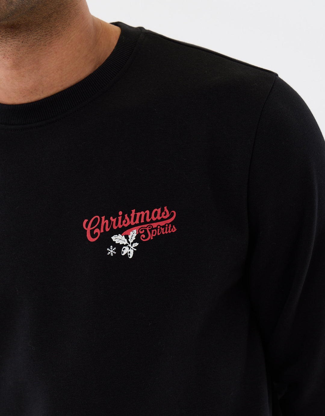 Christmas Spirits Graphic Print Sweatshirt in Black