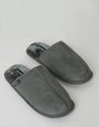 Grey Suedette Mule Slippers with Faux Fur Lining