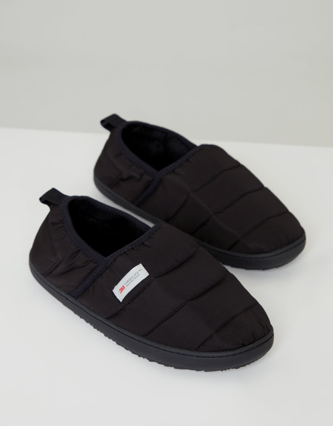 Black Thinsulate Padded Winter Mule Slippers