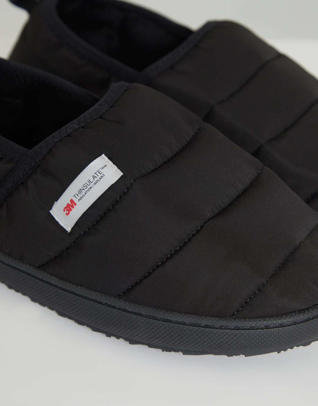 Black Thinsulate Padded Winter Mule Slippers