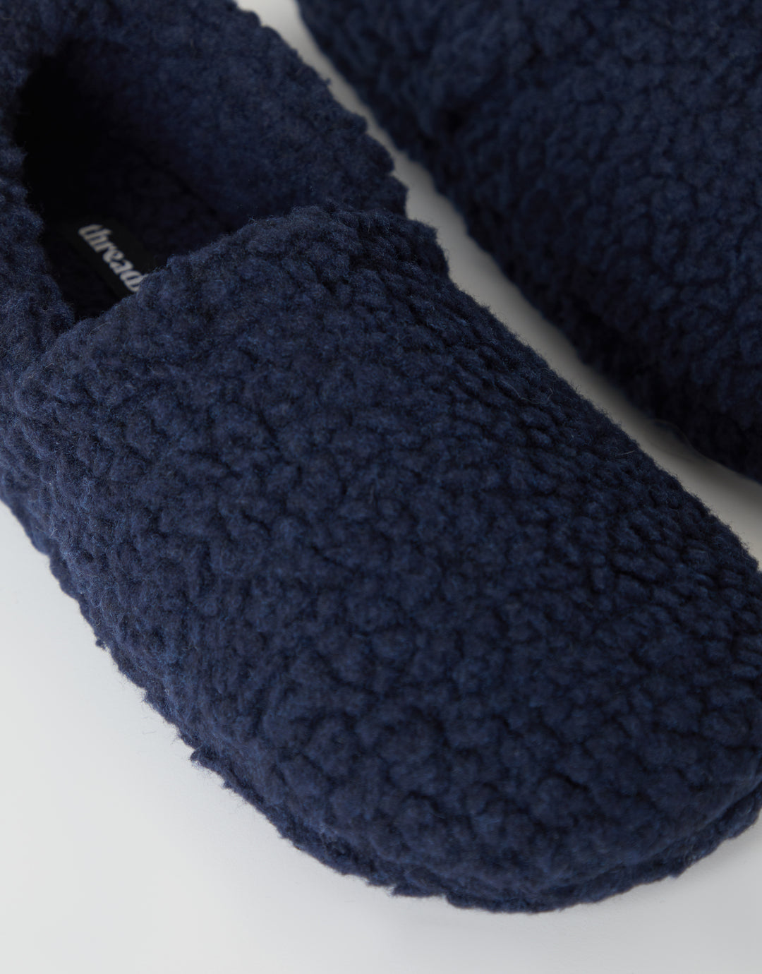 Navy Cosy Borg Teddy Slippers