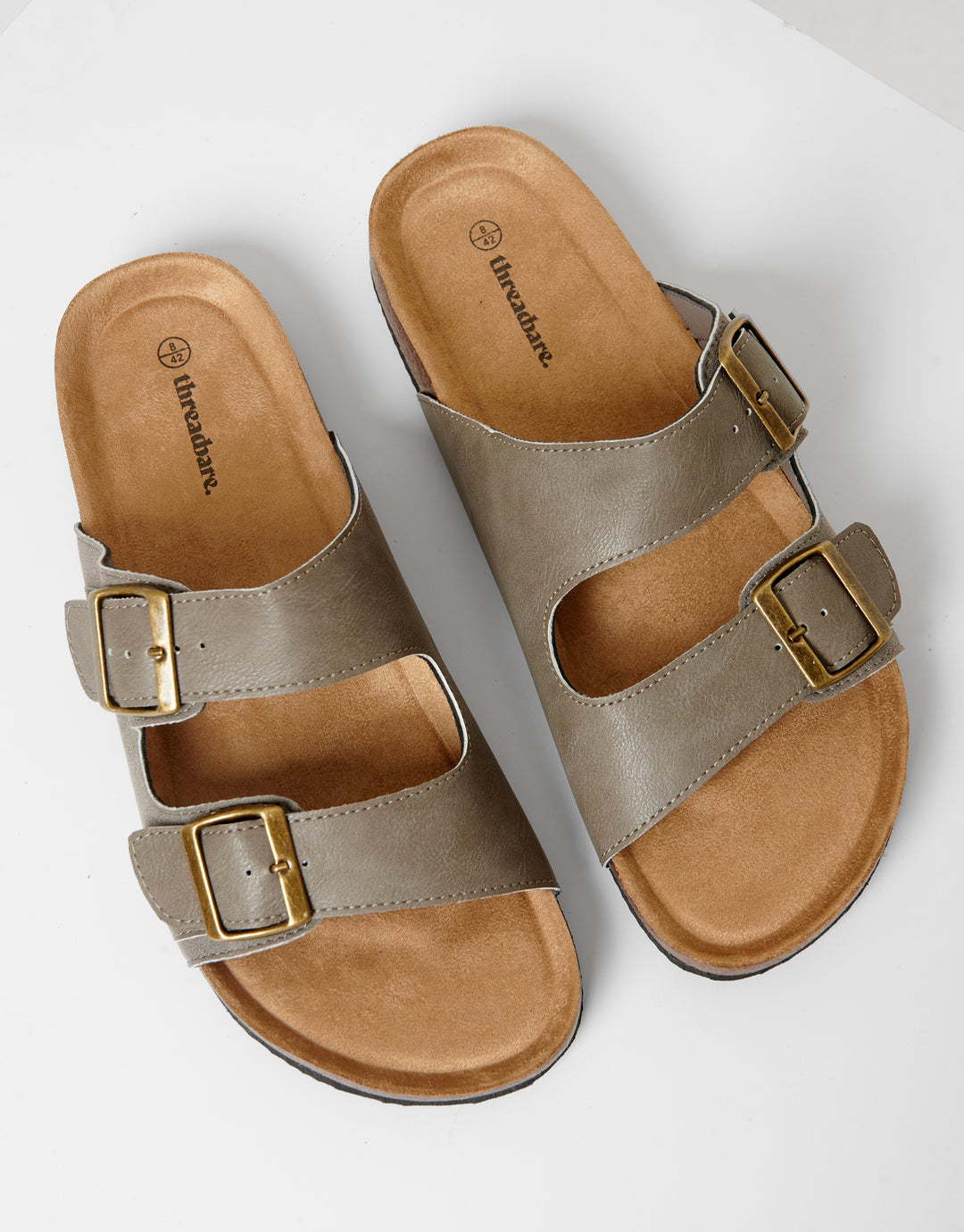 Stone Slip On Two Buckle Strap Sandals