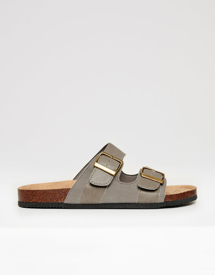 Stone Slip On Two Buckle Strap Sandals